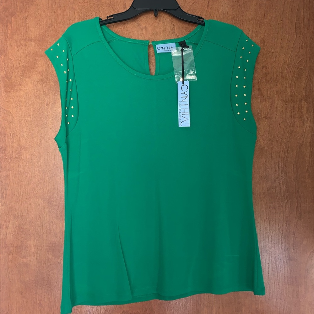 Cynthia Rowley Green Blouse with Gold Detail